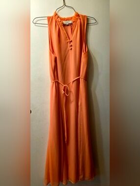 Loft. Women's Coral Tie-Waist Maxi Dress